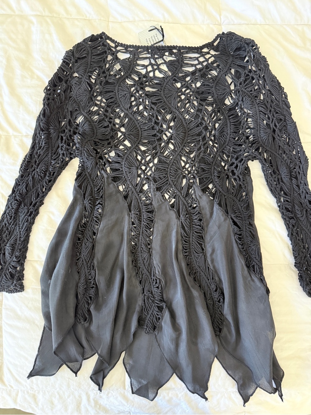 Seventh Avenue Whimsical Scarf Hem Crochet Knit Top Large - Picture 6 of 6